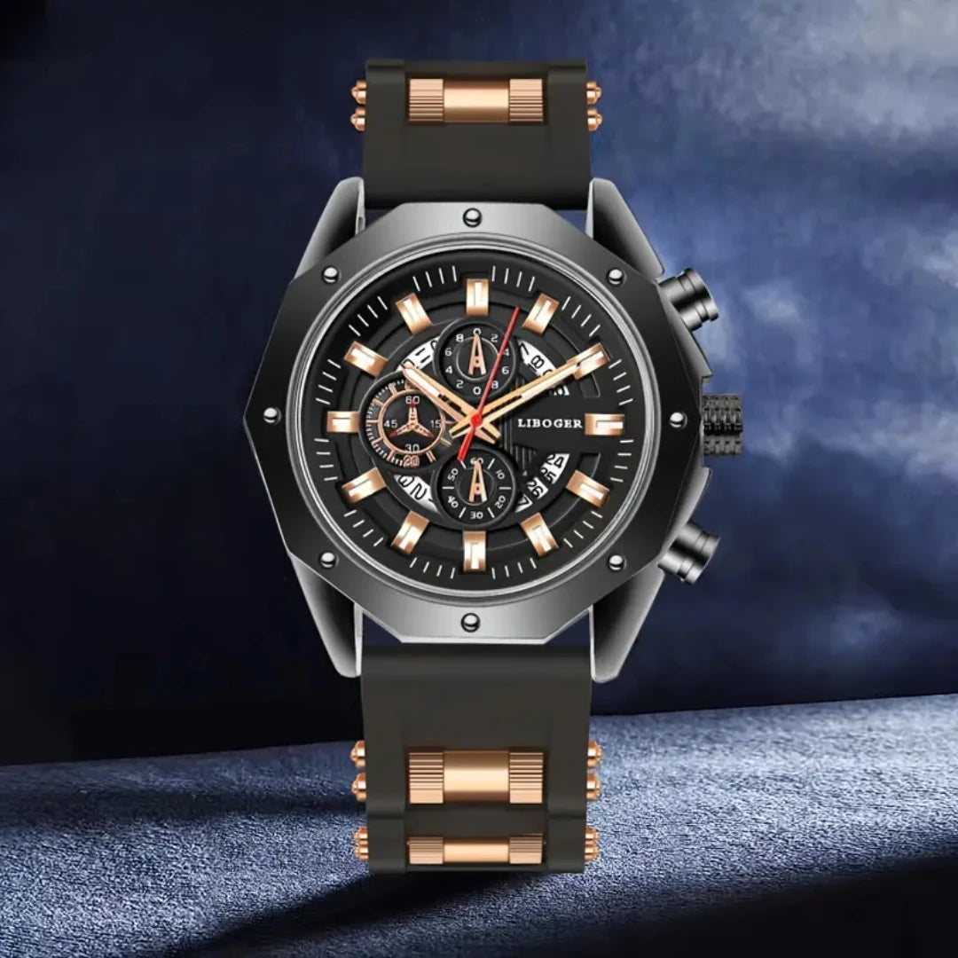 Luxury Large Dial Men's Quartz Watch Casual Silicone Band Sport Wristwatches with Calendar Male Clock（Without Box）