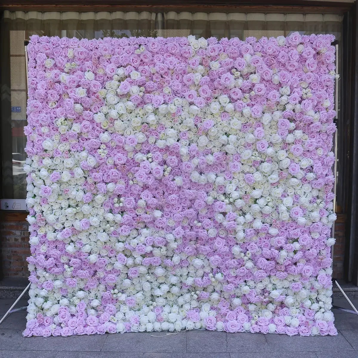 5D White Rose Cloth Flower Wall Artificail Fabric Roll Up Hydrangea Floral Wall Wedding Backdrop Decor Hang Curtain Photo Props