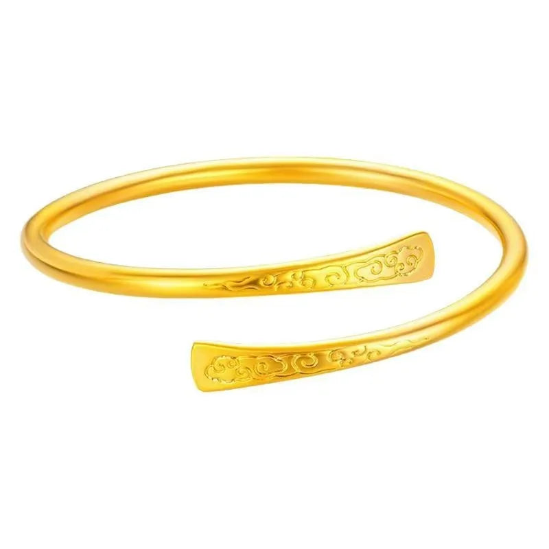 Women Men 14K Gold-Plated Stainless Steel Open Bangle Punk Temperament Couple Jewelry Free Custom Engraving Wholesale Gift