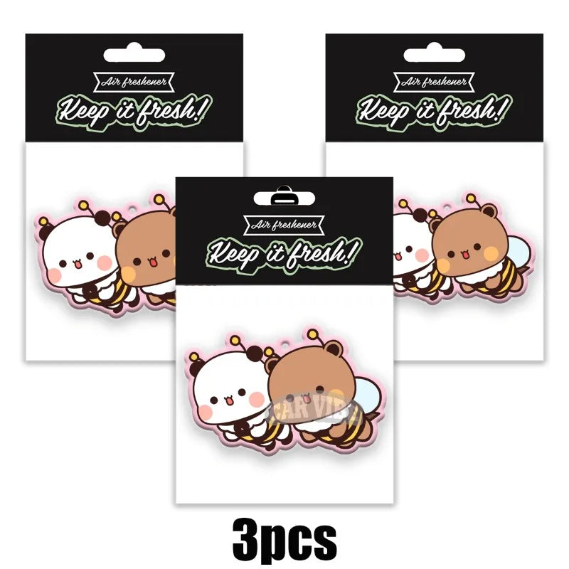 BUBU & DUDU cute bear car freshener pendant — fits vents, mirrors,Great as a scent strip, mirror charm