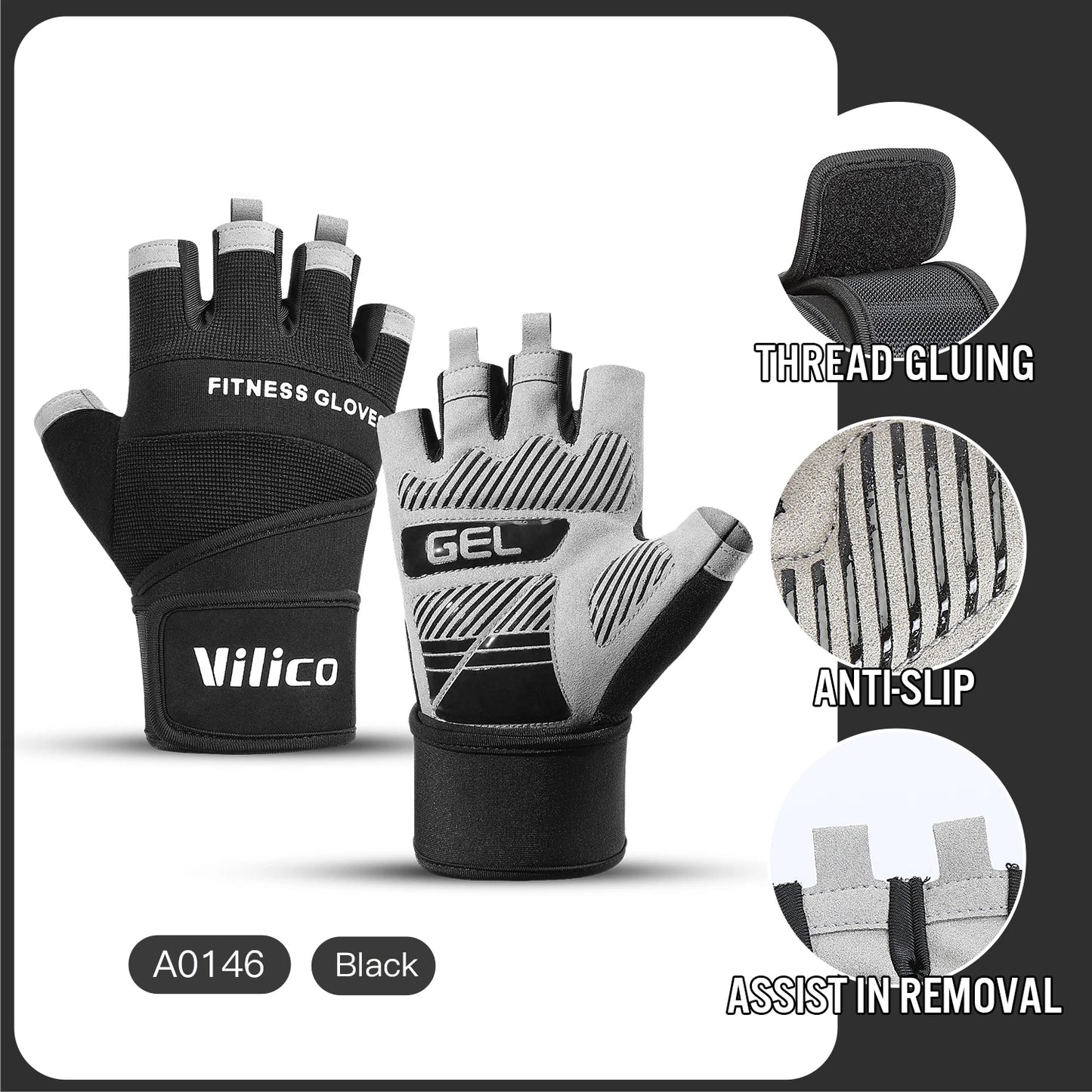 Cycling Gloves Half Finger Gym Weightlifting Dumbbell Training Anti-Slip Fitness Gloves Workout Crossfit Exercise Gloves