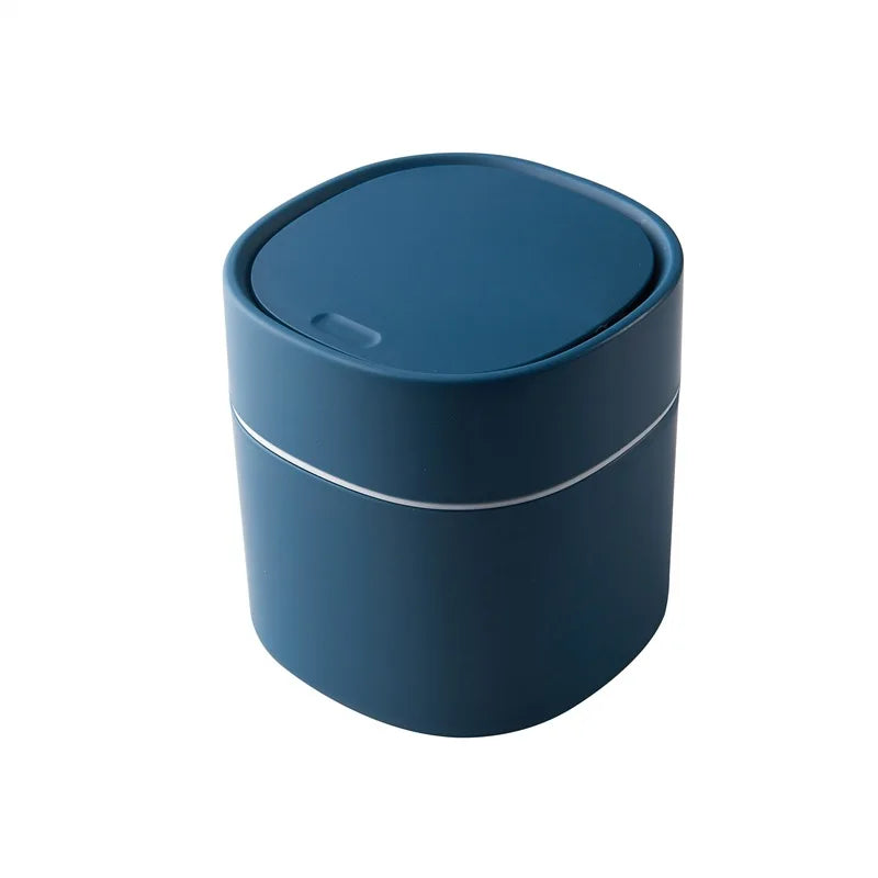 1pc Mini Desktop Trash Can, Small Table Top Plastic Covered Garbage Bin for Desk Top