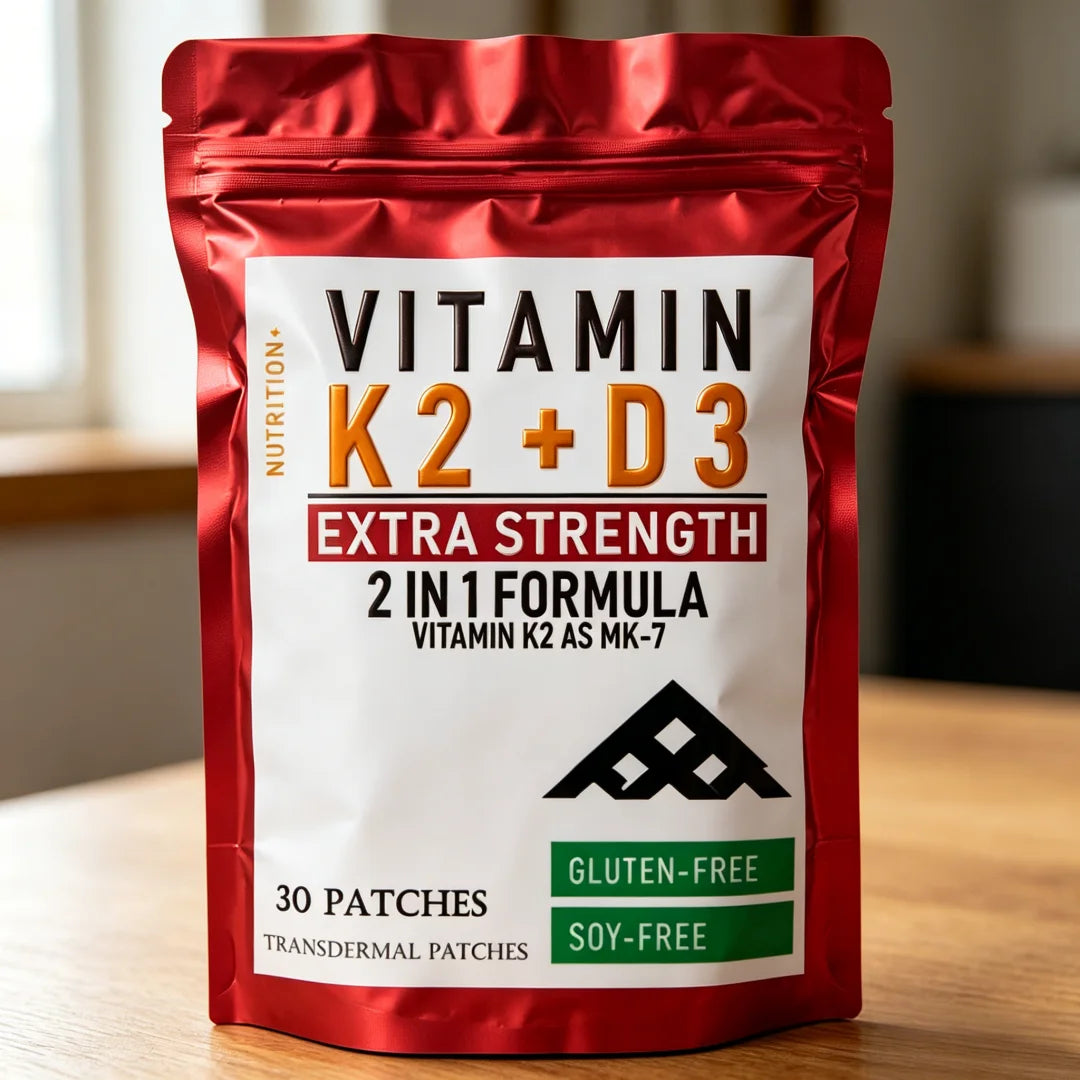 30 Patches Vitamin K2 with D3 Patches Contains Vitamin D & K Complex Premium Biotin & Folic Acid Transdermal Patch