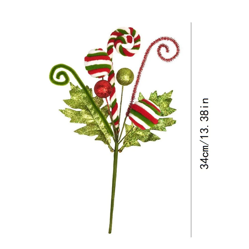 Christmas Artificial Red Red Green Candy Flowers Xmas Tree Decorations Party New Year Christmas Supplies Home Decorations Gifts