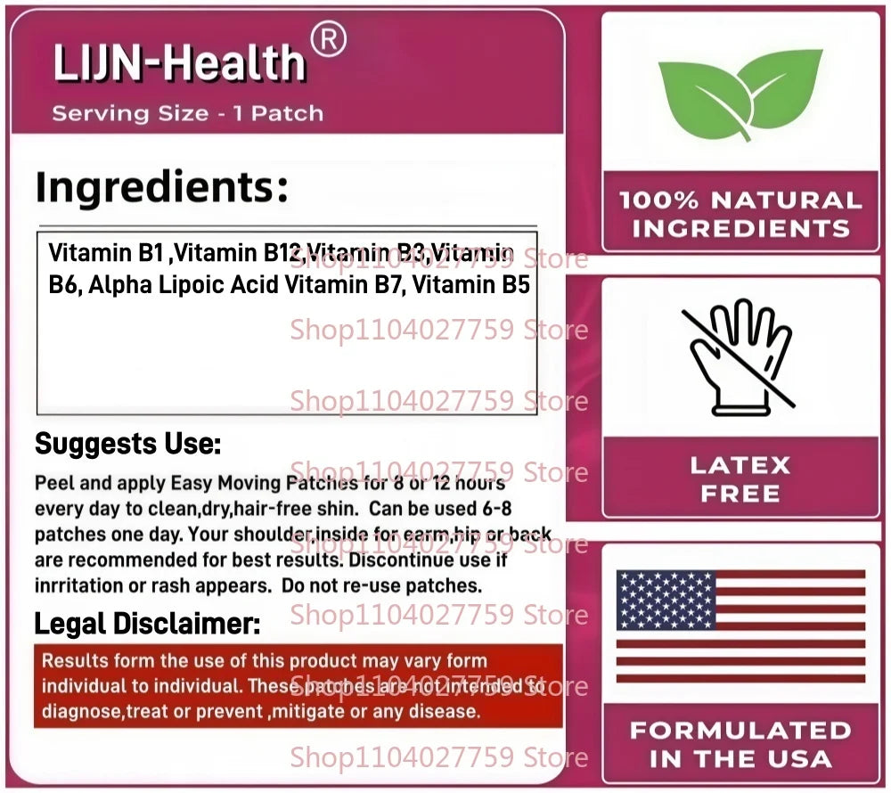 30 Patches Neuropathy Transdermal Patches with Alpha Lipoic Acid & B Vitamins for Nerve Heath