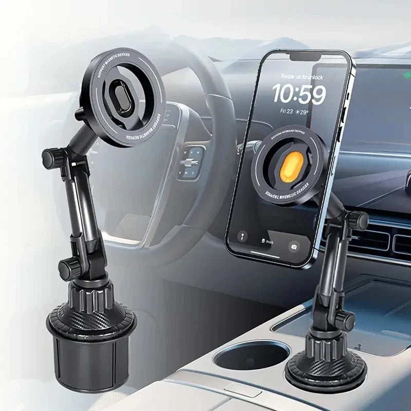 Magnetic Car Phone Mount for Magsafe IPhone 16 15 14 13 12 Samsung Xiaomi 360° Rotation Water Cup Holder Universal Cell Mount