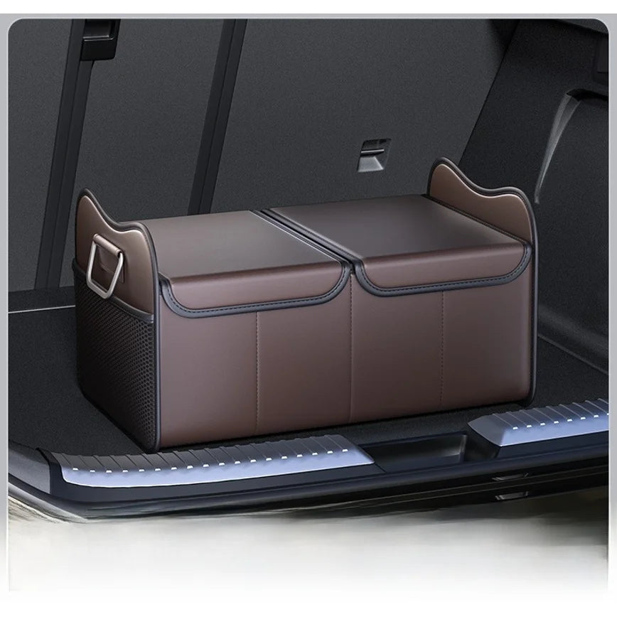 Foldable PU Car Trunk Storage Box Multifunctional Vehicle Organizer Box Portable Car Rear Trunk Sundries Storage Container