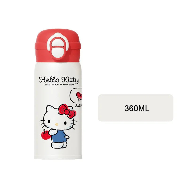 X&W Cartoon Insulated Cup HelloKitty Red Apple Series Thermal Mug Keep Hot＆Cold Water Cup Portable Outdoor Travel/Camp Drinkware