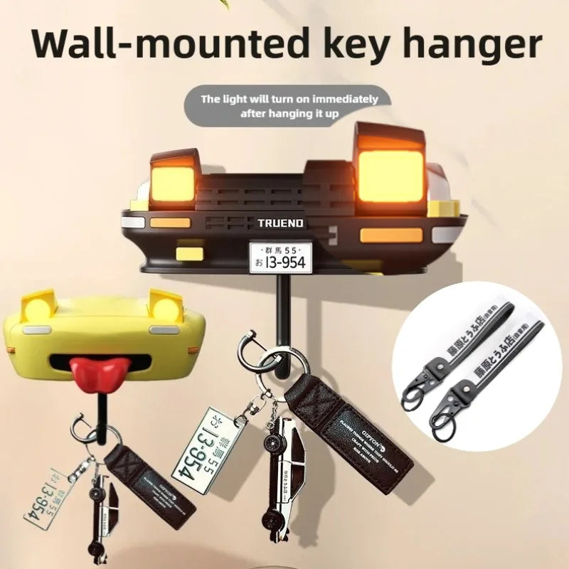 AE86 Car Headlight Key Holder Auto Pop-Up LED Lights Retro Accessories for Men Car Decoration Key Organizer with Adhesive