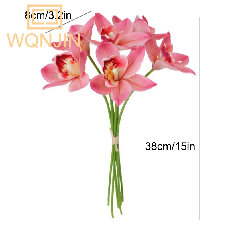 NEW 6pcs/lot Autumn Butterfly Orchid Vases for Home Decor Wedding Decorative Plants Christmas Gifts Artificial Flowers