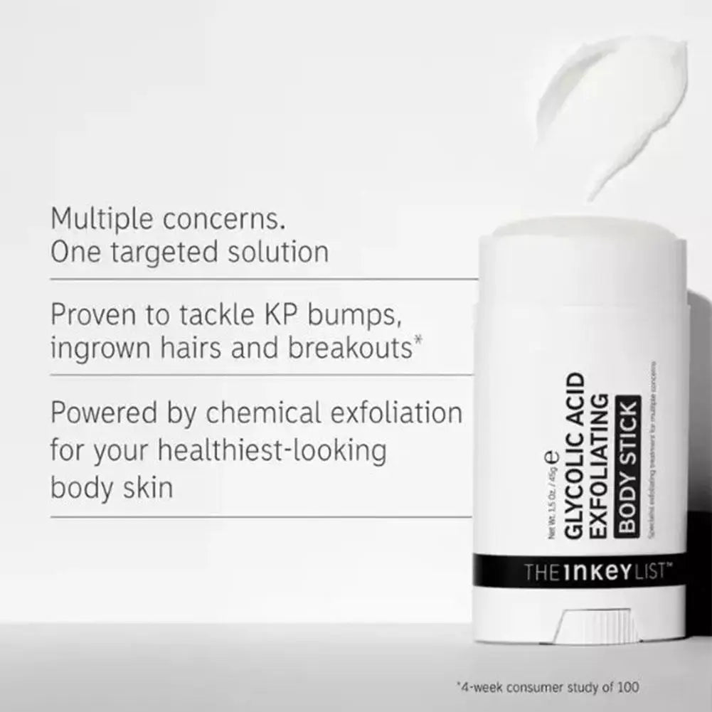 The INKEY List Glycolic Acid Exfoliating Body Stick Unclogs Pores Smooths Keratosis Pilaris Alleviates Ingrown Hairs And Acne