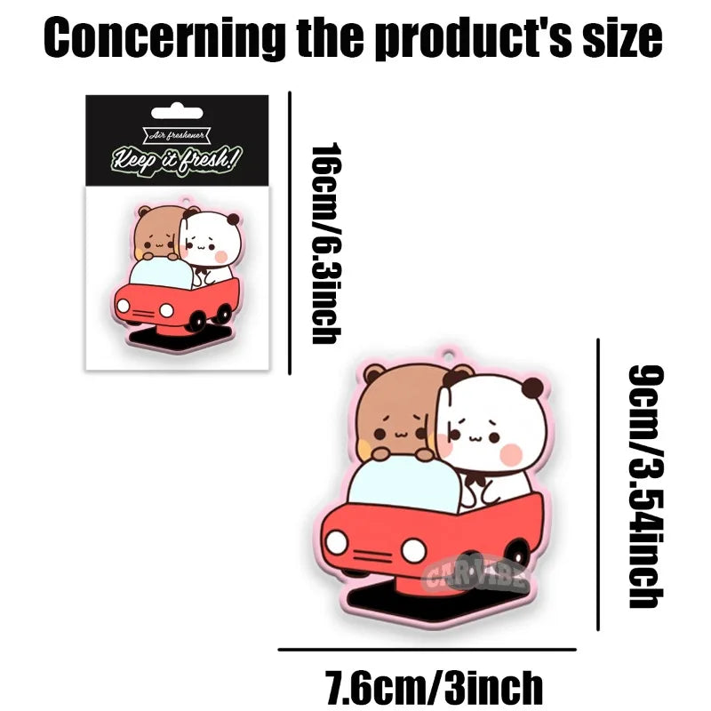 BUBU & DUDU cute bear car freshener pendant — fits vents, mirrors,Great as a scent strip, mirror charm