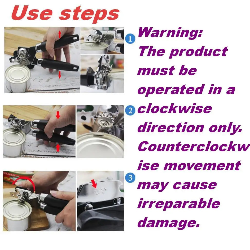 Classic Multifunction Can Opener and Bottle Opener Easy to Use, Razor Sharp Stainless Steel Cutting Wheel, Soft Ergonomic Handle