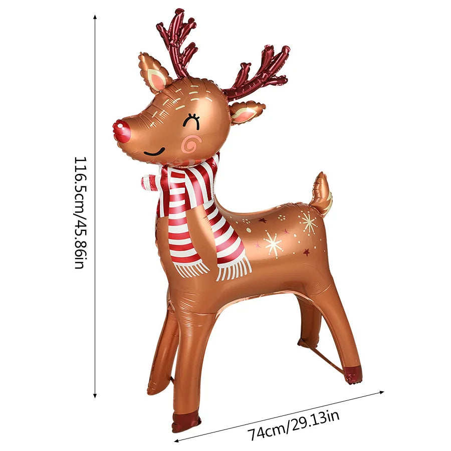 Large Christmas Reindeer Shape Standing Aluminum Film Balloon 2026 Xmas New Year Party Decoration Supplies Birthday Party Gift