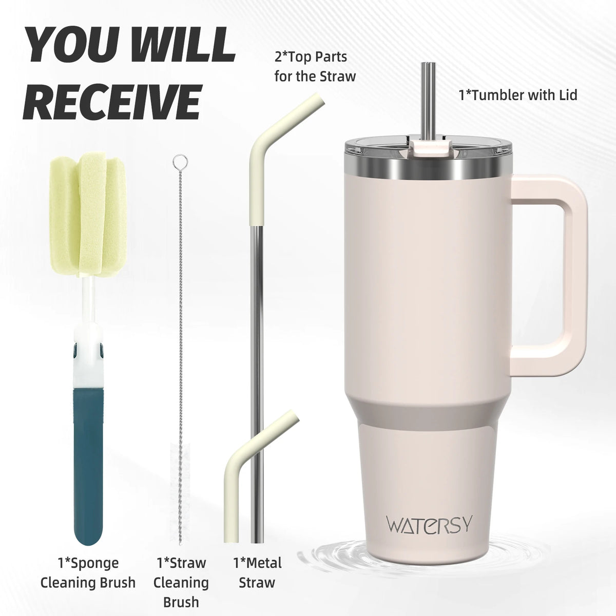 WATERSY 20oz/591ml Tumbler with Handle, Leak-proof Insulated Cup, Stainless Steel Vacuum Thermal for Coffee, Car, Travel
