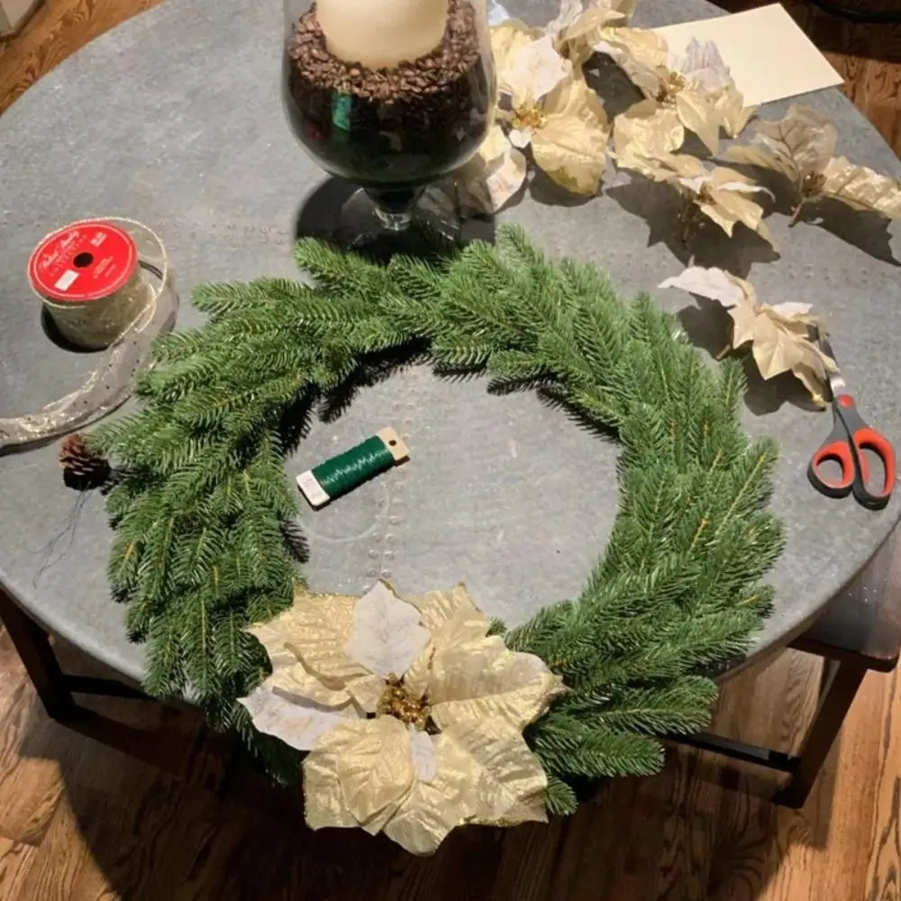 24pcs Christmas Tree Pine Branches Artificial Fake Plants Snow Pines Garland For Christmas Wreath Party Decor Xmas Ornament