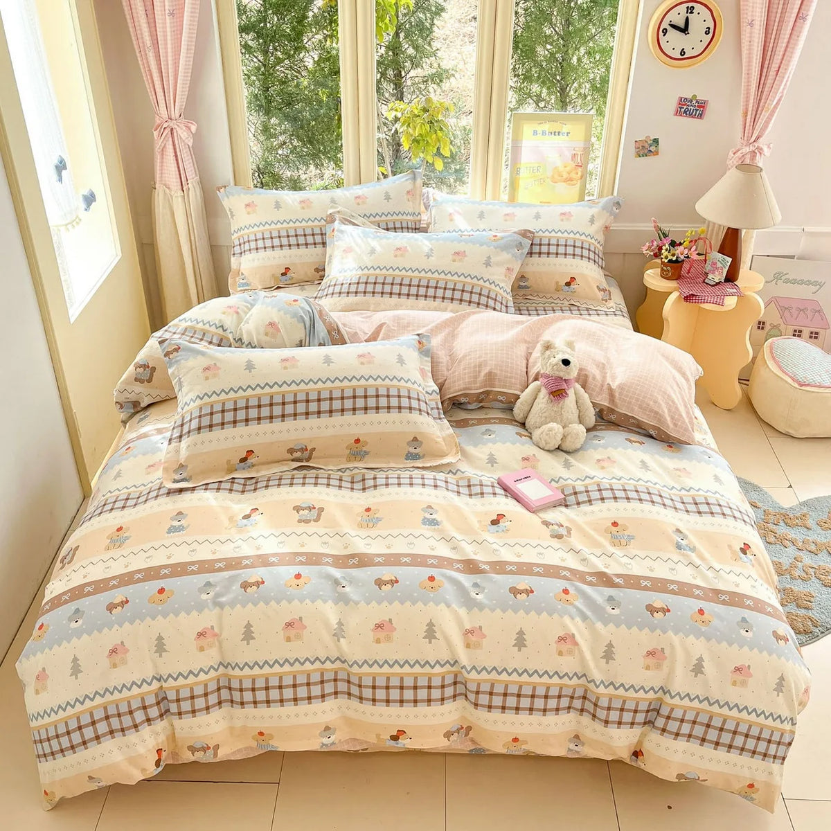 High Quality 100% Cotton Floral Duvet Cover Set Soft Breathable Queen King Bedding Set with Quilt Cover Fitted Sheet Pillowcases