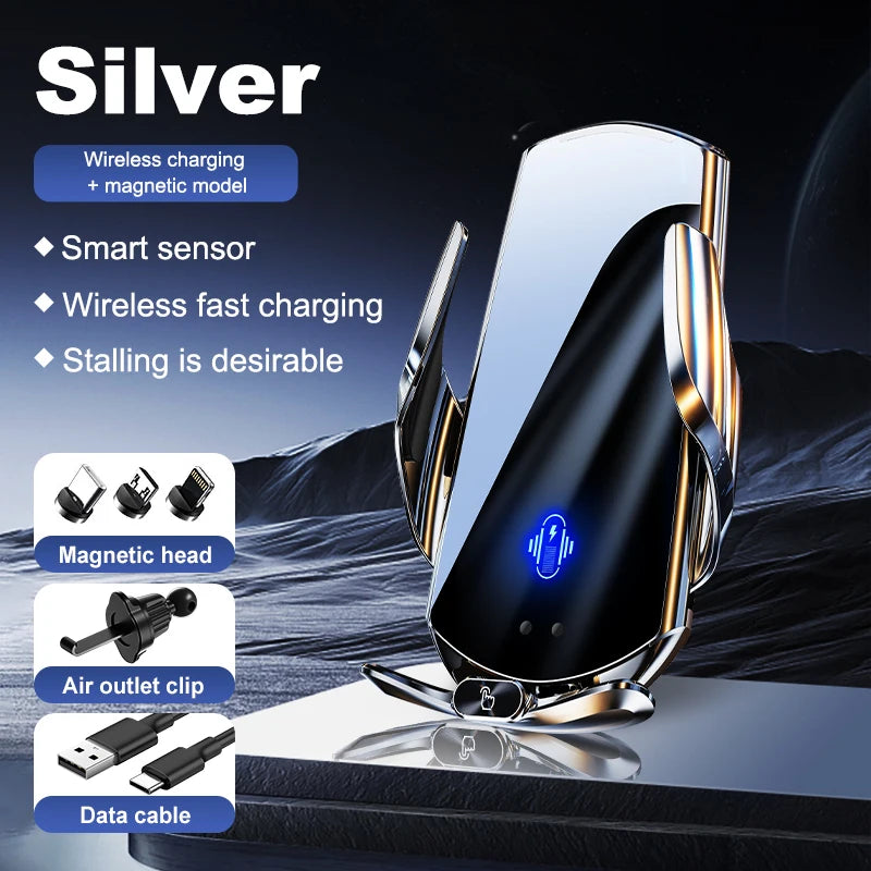 New Upgrade Car Magneti Mobile Phone Holder 15W Wireless Charging Portable Cellphone Bracket Stand In Auto Interior Accessories