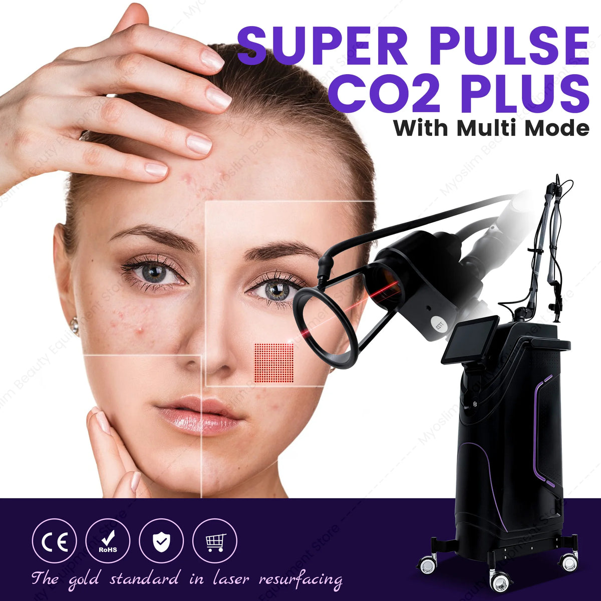 New CO2 Fractional Lase Machine Anti‑Aging Wrinkle Softening Acne Scar Remove Stretch Mark Fading Skin Care Salon Device