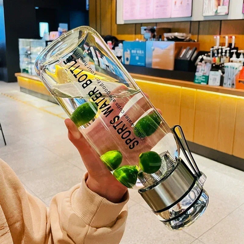0.75-2L Large Capacity Glass Water Bottle Transparent Milk Juice Cup Outdoor Portable Leakproof Drinkware Tea Water Glass Bottle