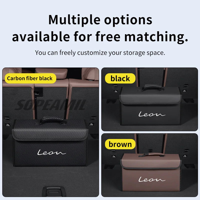 Car Carbon Fiber Trunk Storage Box Organizer Large Capacity Foldable Stowing Tidying Bag Seat FR Leon MK2 MK3 MK4 5f Ateca IBIZA