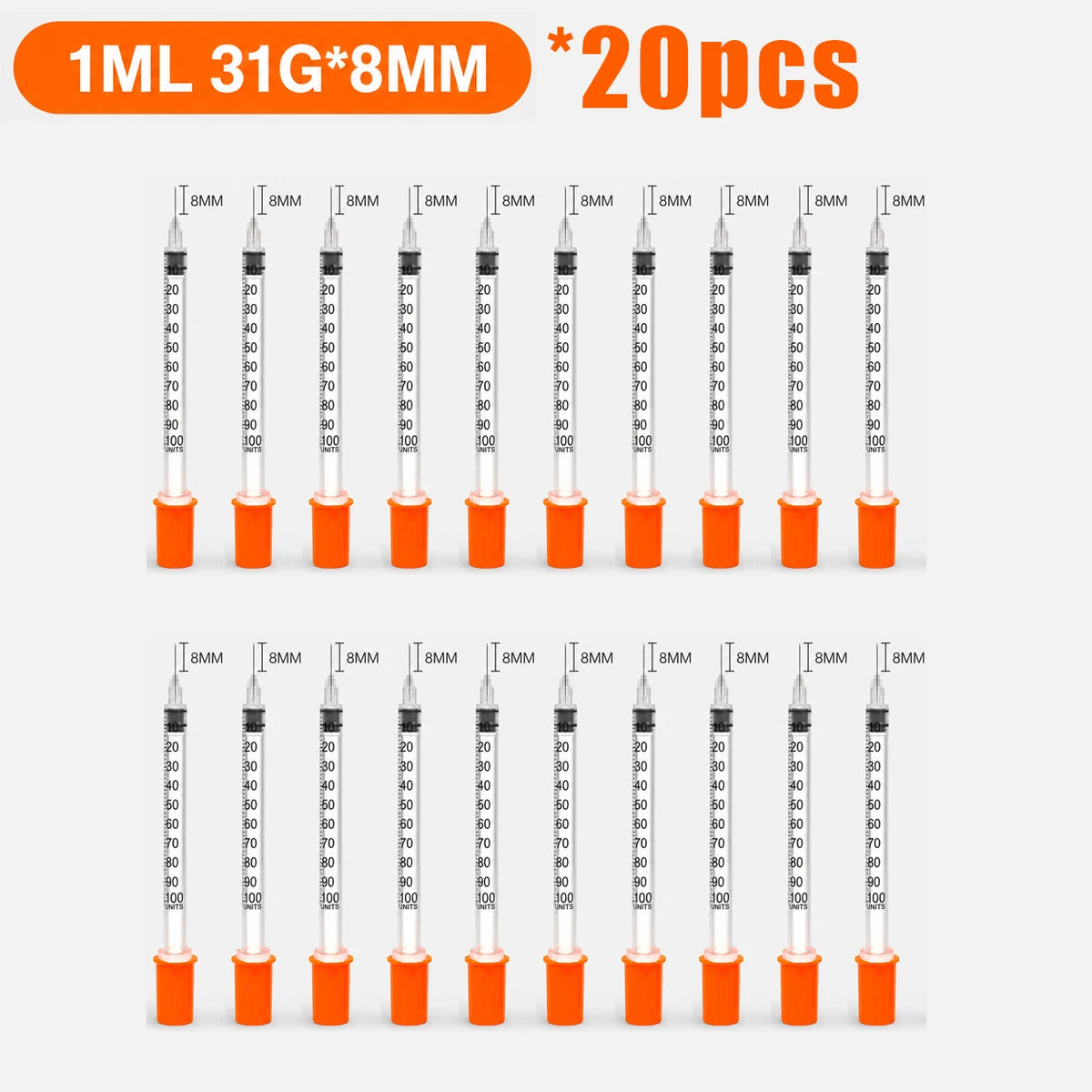 20pcs/100pcs 1ml 0.5ml 30G 31G Pet Animal Dog Cat Disposable Syringe Plastic Veterinary Syringe With Needles Medical Supplies