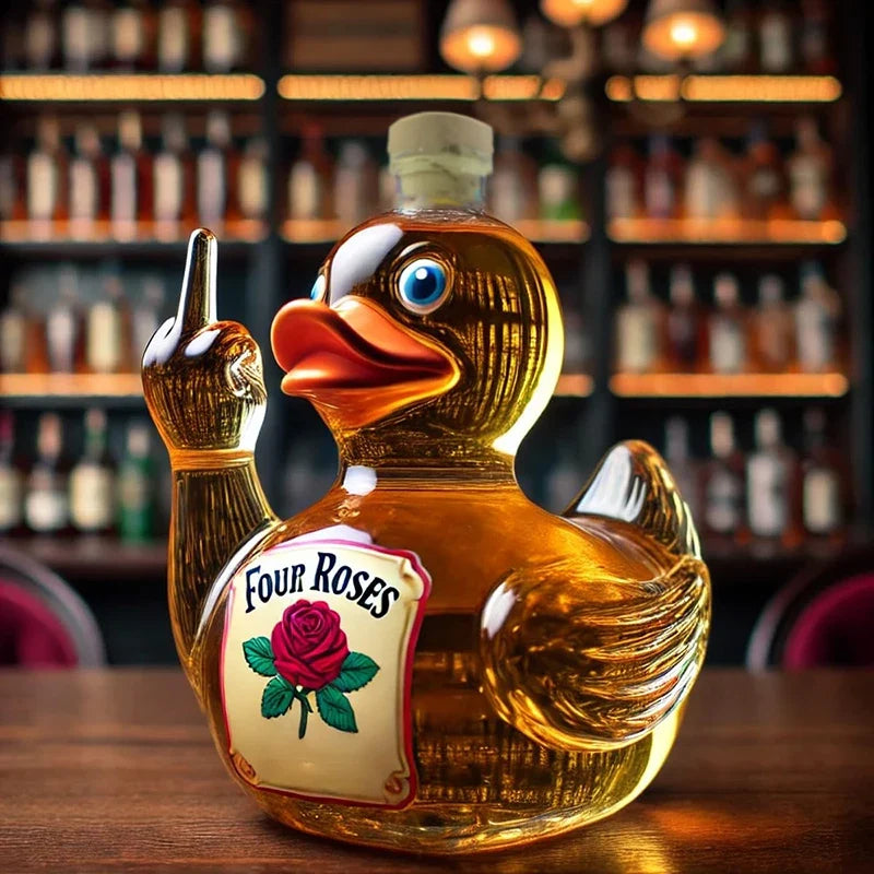 1Pieces Middle Finger Duck Bottle,Funny Middle Finger Whiskey Duck Bottle