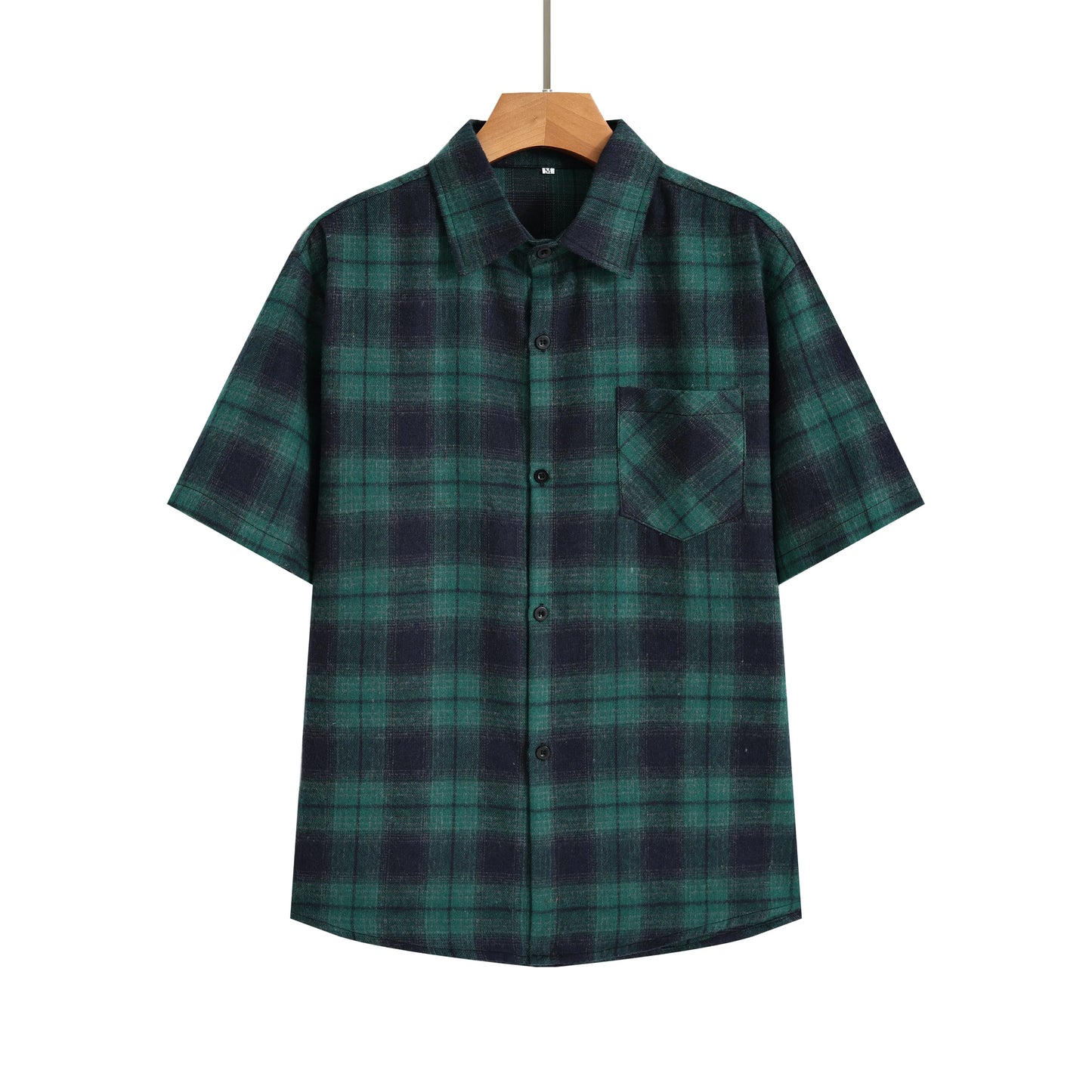 Euro Size Plaid Shirt Flannel Black Checkered Shirt Men Shirts Short Sleeve Button Down Chemise Homme Male Summer Check Vocation