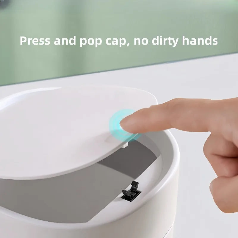 1pc Mini Desktop Trash Can, Small Table Top Plastic Covered Garbage Bin for Desk Top