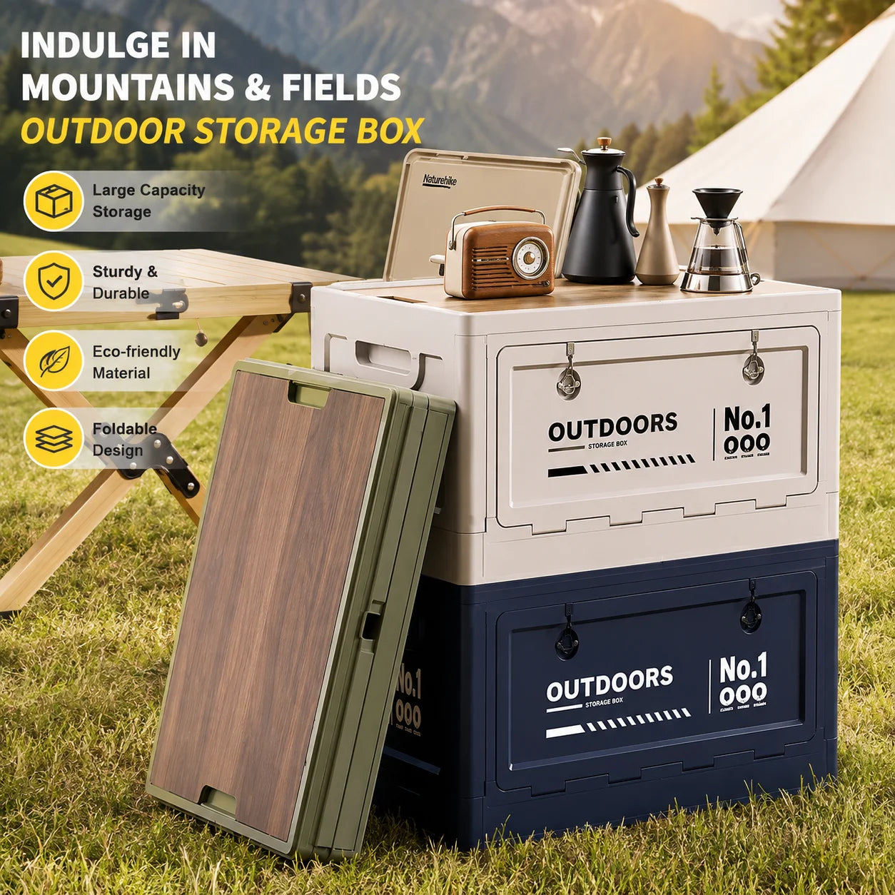 Outdoor Camping Storage Box Car Trunk Organizer Portable Picnic Basket Multi-functional Foldable Tool