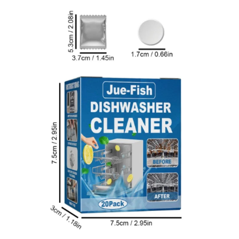 20/40PCS Dishwasher Cleaner Tablets Surfactant Deep Clean Remove Oil Dirt Limescale Antibacterial All in One Kitchen Cleaning To