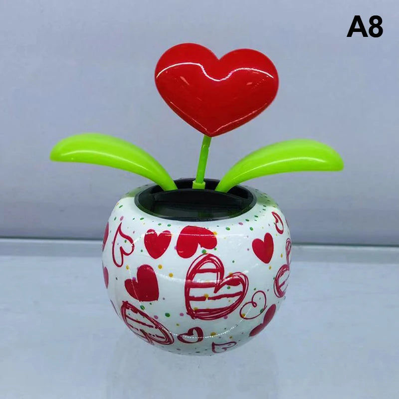 Car Ornament Solar Apple Flower Automatic Swing Sun Flower Bee Butterfly Love Beetle Car Decoration Accessories