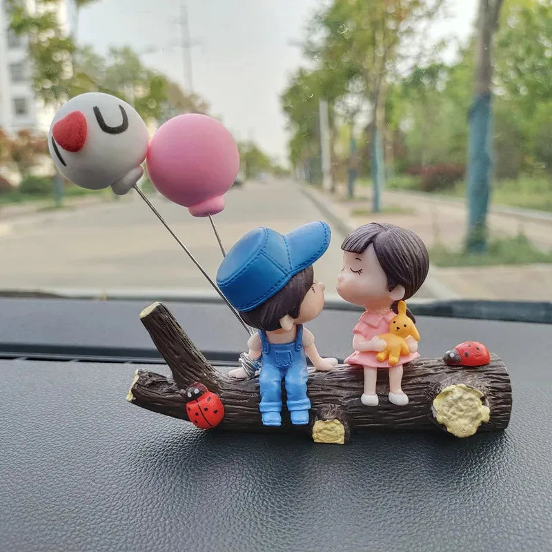 1/2pcs Car Interior Decoration Cute Cartoon Couples Action Balloon Ornament Auto Interior Dashboard Accessories For Girls Gifts