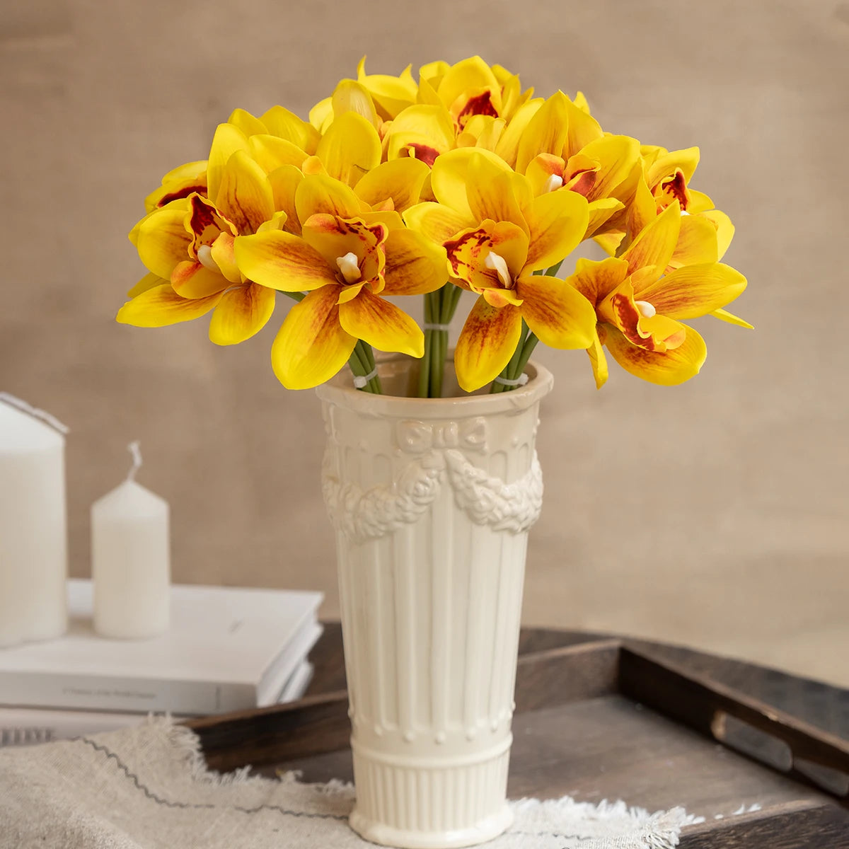 NEW 6pcs/lot Autumn Butterfly Orchid Vases for Home Decor Wedding Decorative Plants Christmas Gifts Artificial Flowers