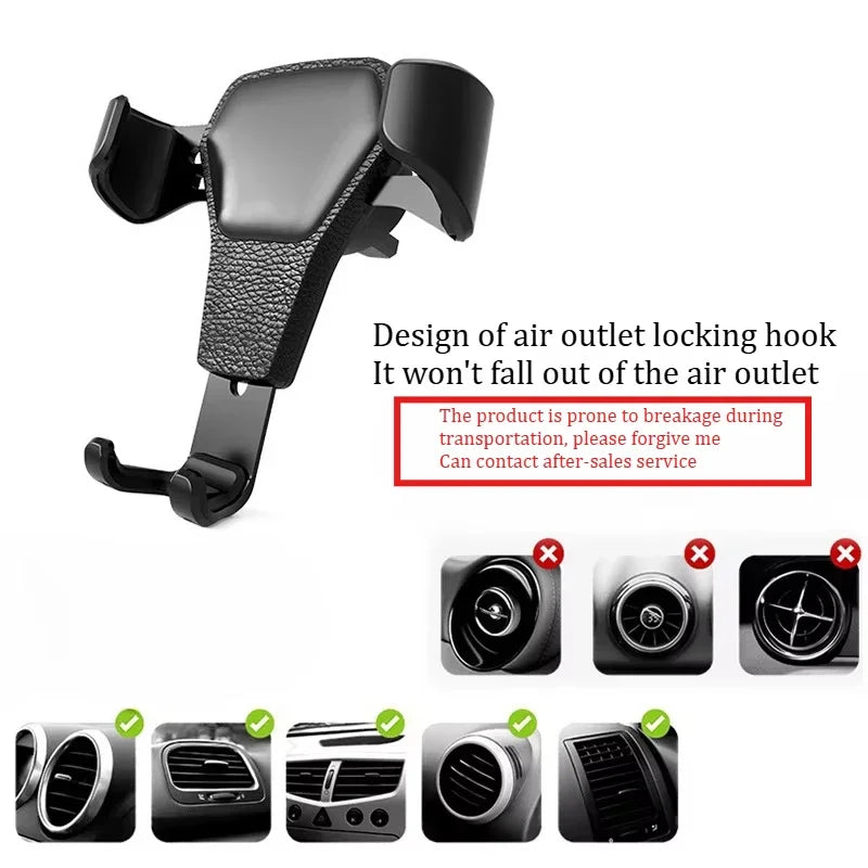 Universal Gravity Car Phone Holder Air Vent Clip Mount Mobile Auto Stand Smartphone GPS Support