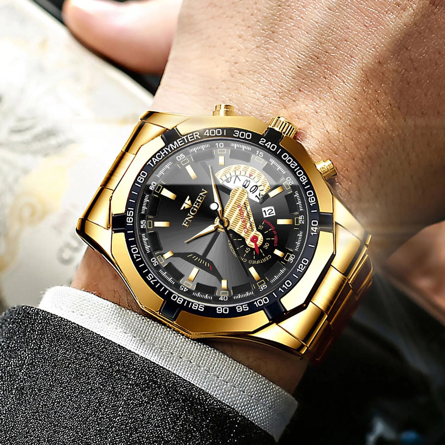 BINBOND Luxury Quartz Wristwatches For Men Luminous Waterproof Auto Date Men's Watch Stainless Steel Reloj Free Ship
