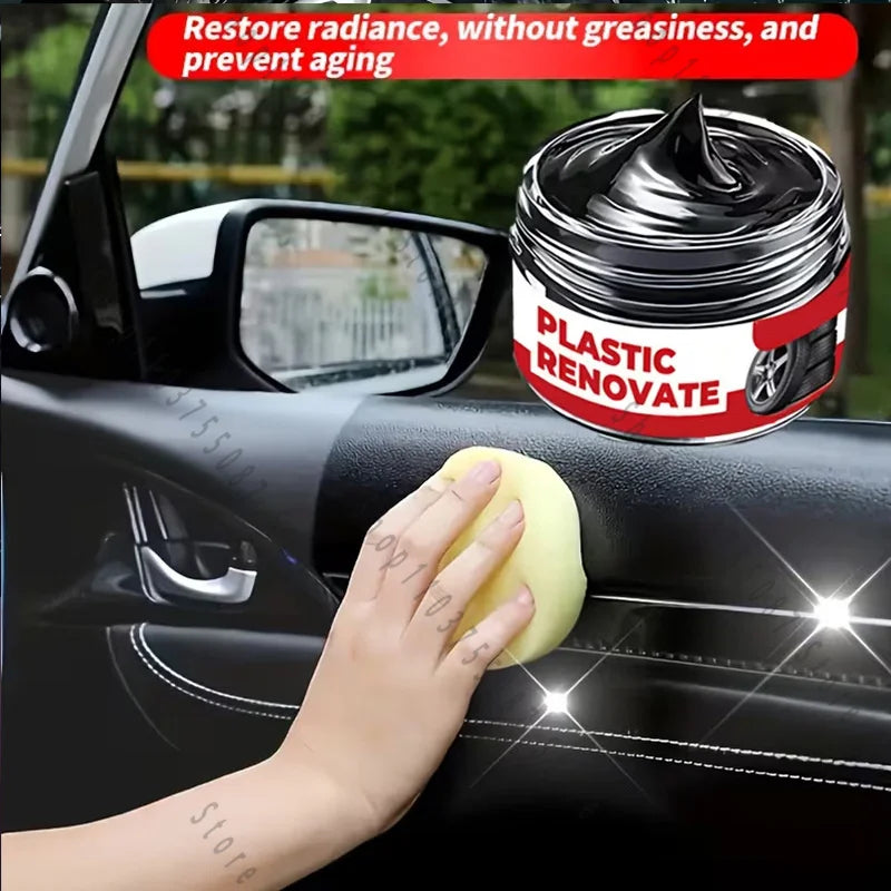 Car Plastic Revitalizer, Black Plastic Trim Restorer for Doors, Dashboard, Bumper and Exterior Plastic Parts