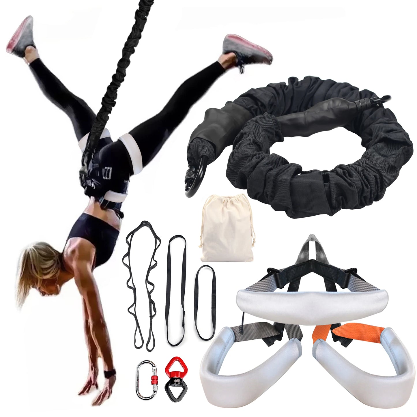 Heavy Bungee Fitness Equipment Set Cord and Harness Upgraded For Home Gym Yoga Rope Gravity Bungee Training Pro Tool Studio
