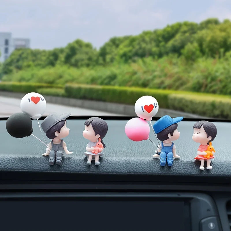 1PC Car balloon couple ornament, in car couple balloon pendant, car cartoon figurine decoration, home ornament for girls