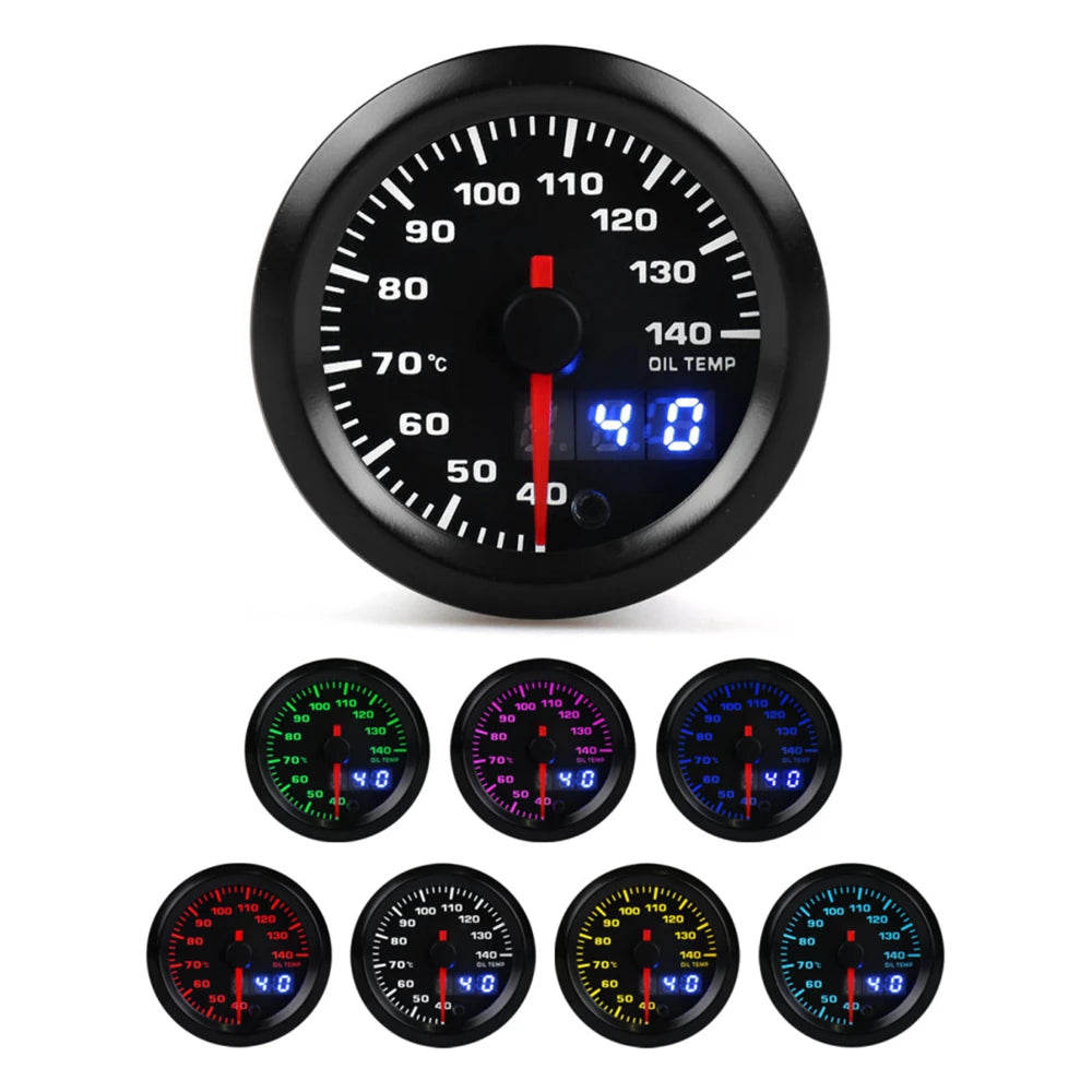 52mm Tachometer PRM Boost Gauge Water Temp Oil Temp Oil Press Voltmeter EGT Gauge AFR Gauge 7 Colors LED Dual Display Car Gauge