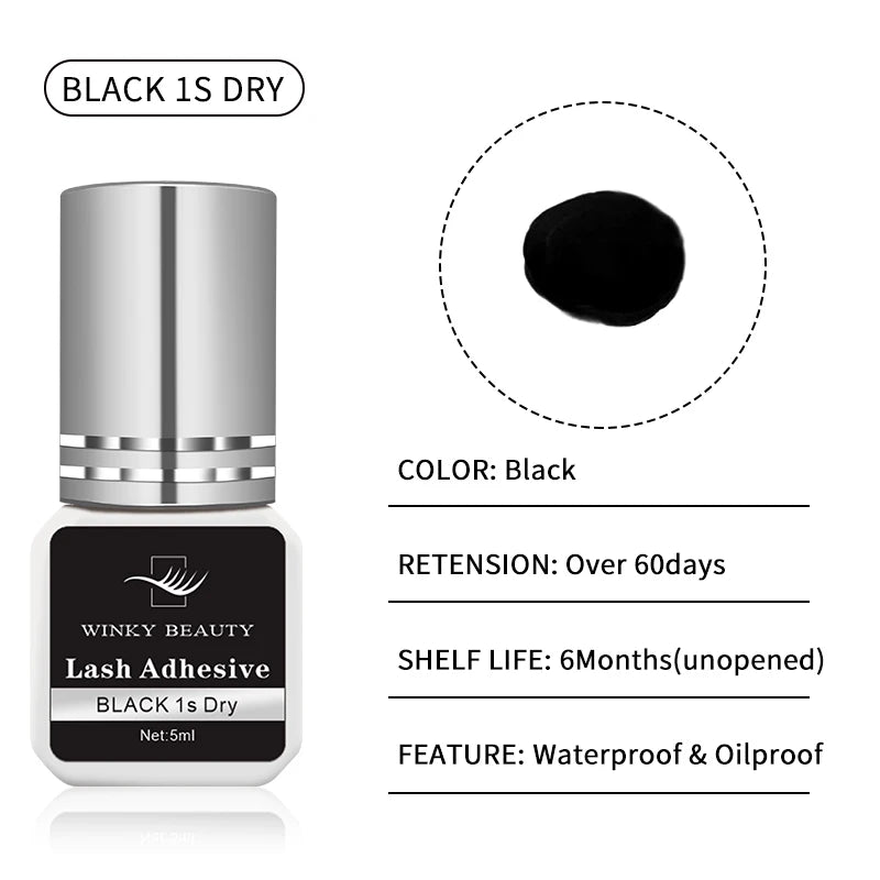 Winky Beauty 1/3 Second Fast Drying Strong False Eyelash Extension Glue Adhesive Retention 5-7 Weeks Low Smell Mink Eyelash Glue