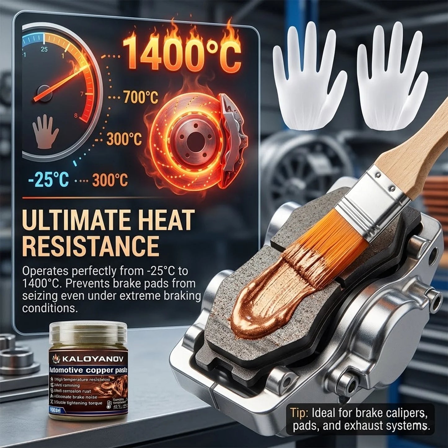 Copper Paste Anti-Seize Lubricant High Temp Grease for Car Brake Squeak Exhaust Bolts Rust Proof 100ml Maintenance Kit Brush