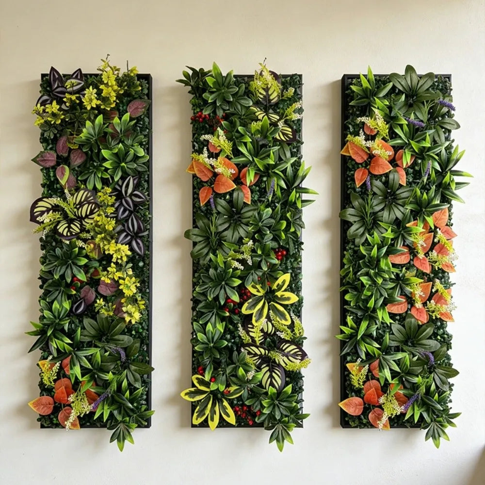 Realistic Artificial Plant Grass Wall Ivy Rattan Leaves Faux Jungle Grass Panel Vibrant Greenery Branches