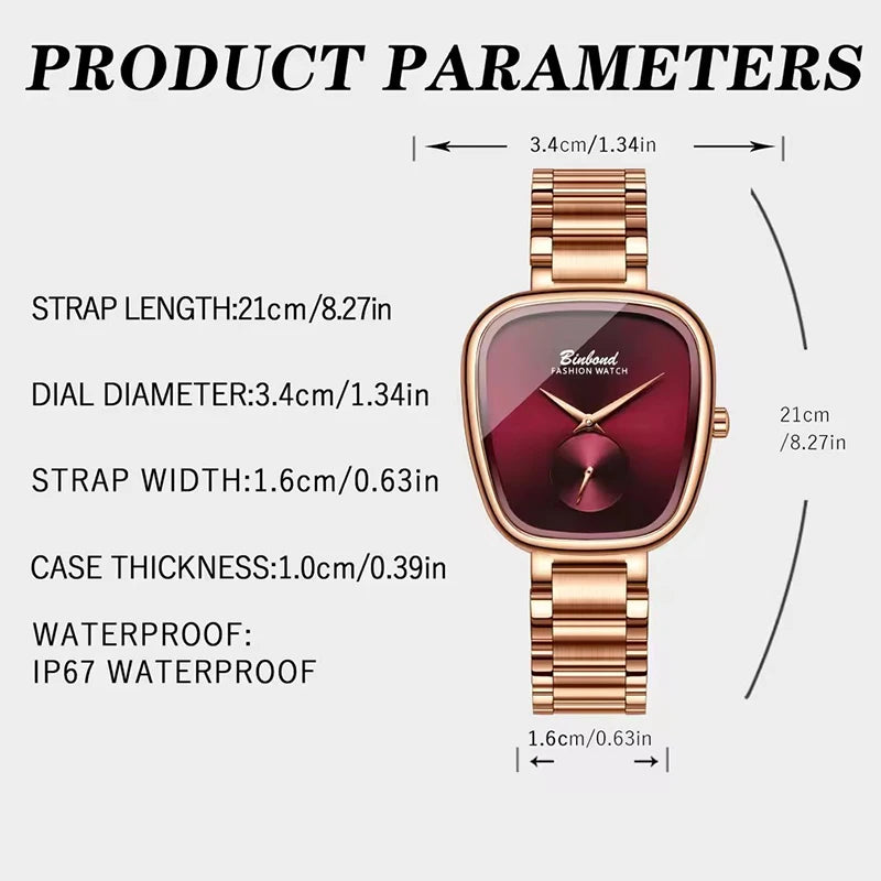 BINBOND Luxury Fashion Women's Watch Waterproof Stainless Steel Women's Watch Simple High Quality Quartz Watch Watches for Woman