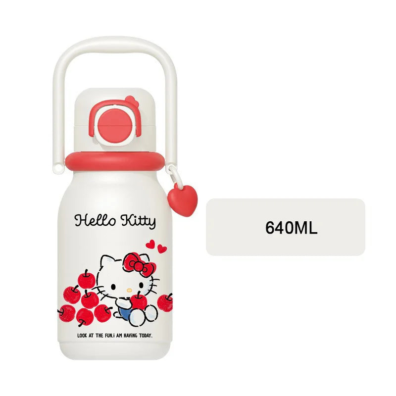 X&W Cartoon Insulated Cup HelloKitty Red Apple Series Thermal Mug Keep Hot＆Cold Water Cup Portable Outdoor Travel/Camp Drinkware