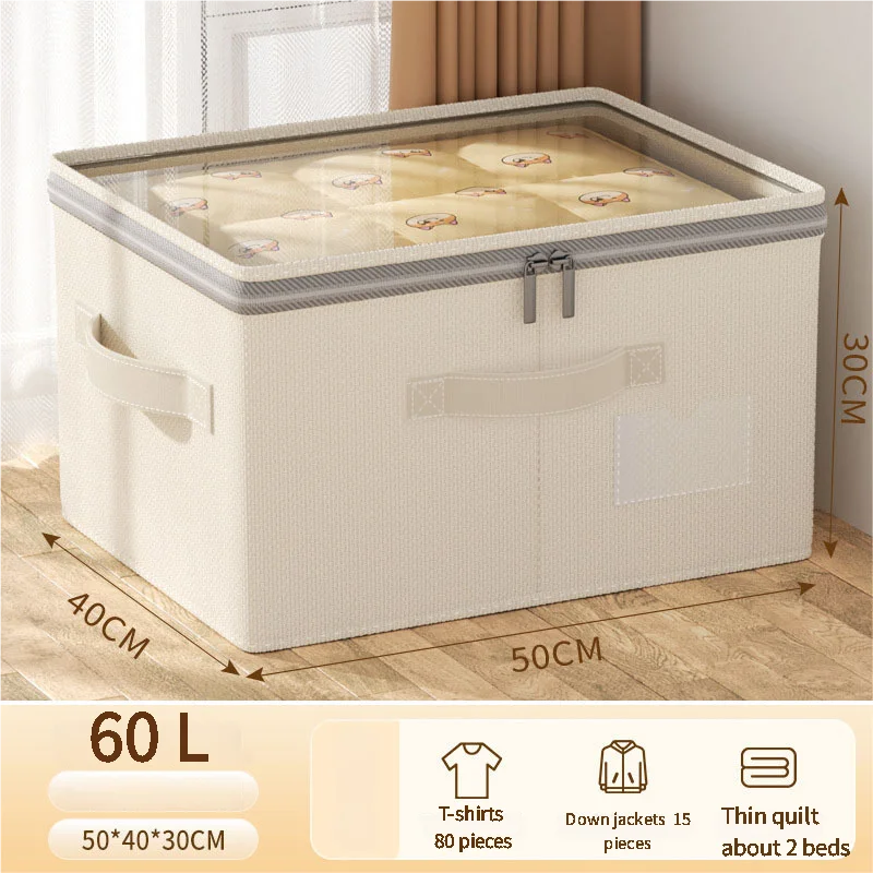 Large Capacity Clothing Storage Box Foldable Storage Bin For Down Jacket Quilt Organizer Box with Lid Bedroom Wardrobe Organizer