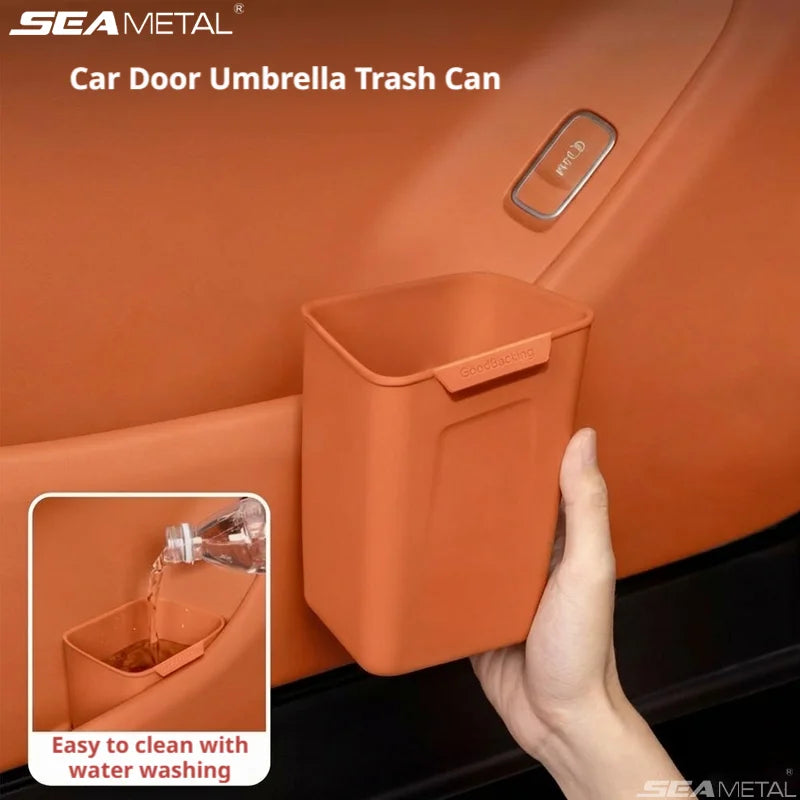 SEAMETAL 1/2PCS Car Door Silicone Trash Can Multifunctional Garbage Bin Umbrella Bucket Storage Box Car Interior Accessories