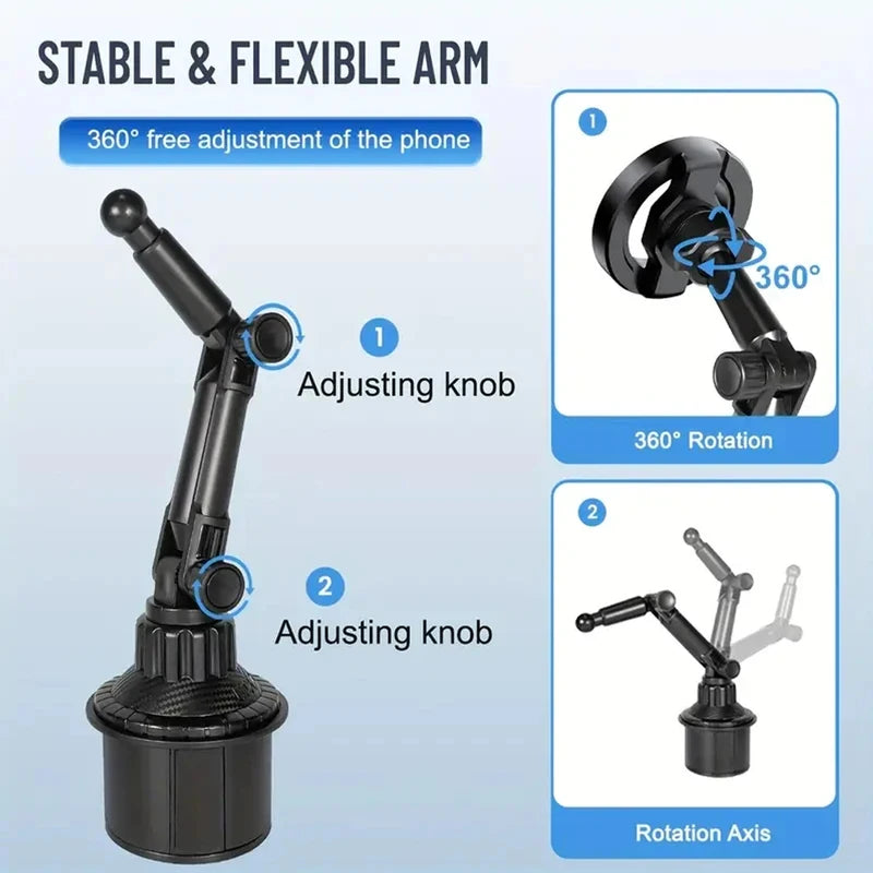 Magnetic Car Phone Mount for Magsafe IPhone 16 15 14 13 12 Samsung Xiaomi 360° Rotation Water Cup Holder Universal Cell Mount