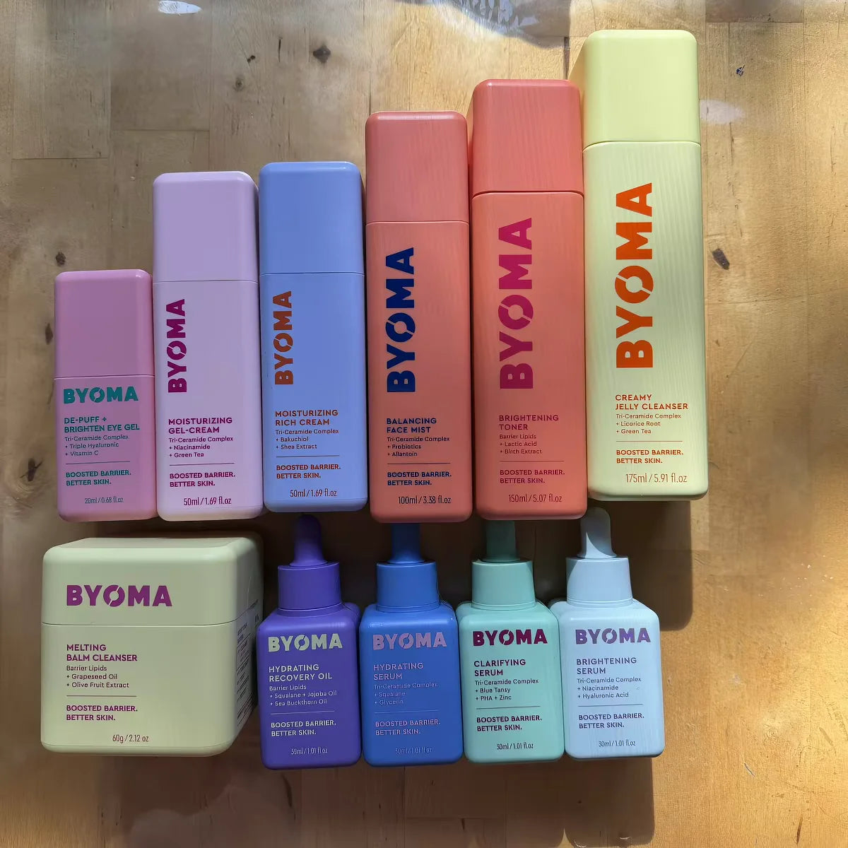 BYOMA Skincare Set Phyto-Mucin Glow Serum Moisturizing Gel Cream Deeply Hydrates Hydrating Milky Toner Repairs Barrier Skincare