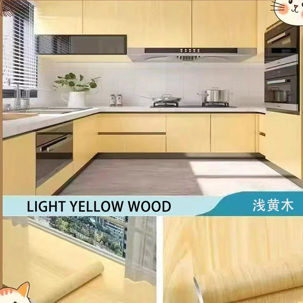 Waterproof Wood Vinyl Wallpaper Self Adhesive wallpapers Doors Cabinet Desktop Modern Furniture Decorative wall Paper